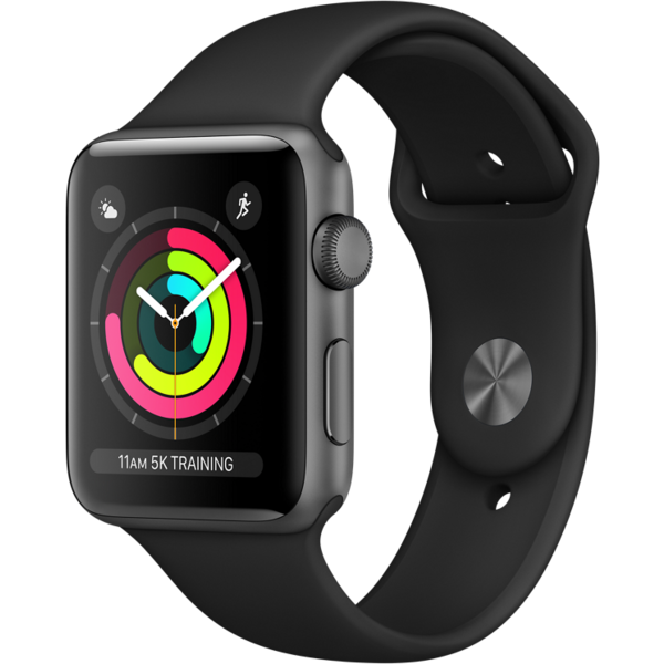 Б/У Apple Watch Series 3 42mm GPS Space Gray Aluminum Case with Black Sport Band (MQL12)