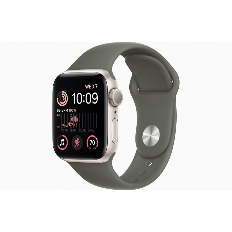 Apple Watch SE 2 GPS 40mm Starlight Aluminum Case w. Olive Sport Band - S/M (MNL73+MR2P3) 2023