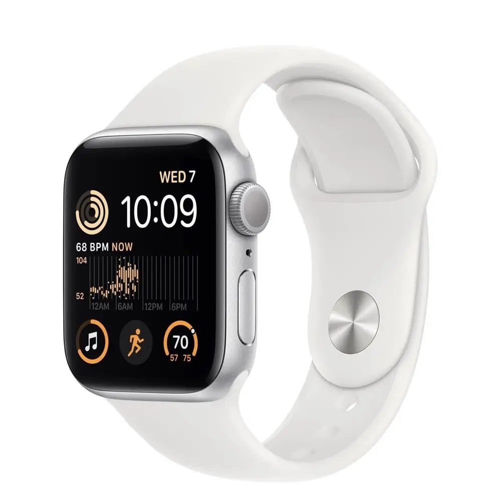 Apple Watch SE 2 GPS + Cellular 40mm Silver Aluminum Case with White Sport Band - M/L (MNTQ3) 2023