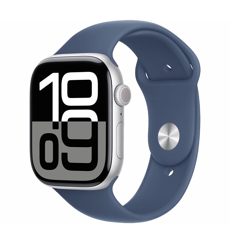 Смарт-годинник Apple Watch Series 10 GPS + Cellular 46mm Silver Alu. Case w. Denim Sport Band - M/L (MWY13)