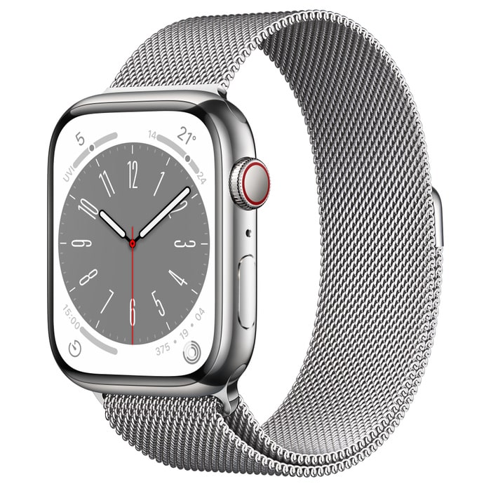 Смарт-годинник Apple Watch Series 8 GPS + Cellular 45mm Silver S. Steel Case w. Milanese Loop Silver (MNKG3/MNKJ3)