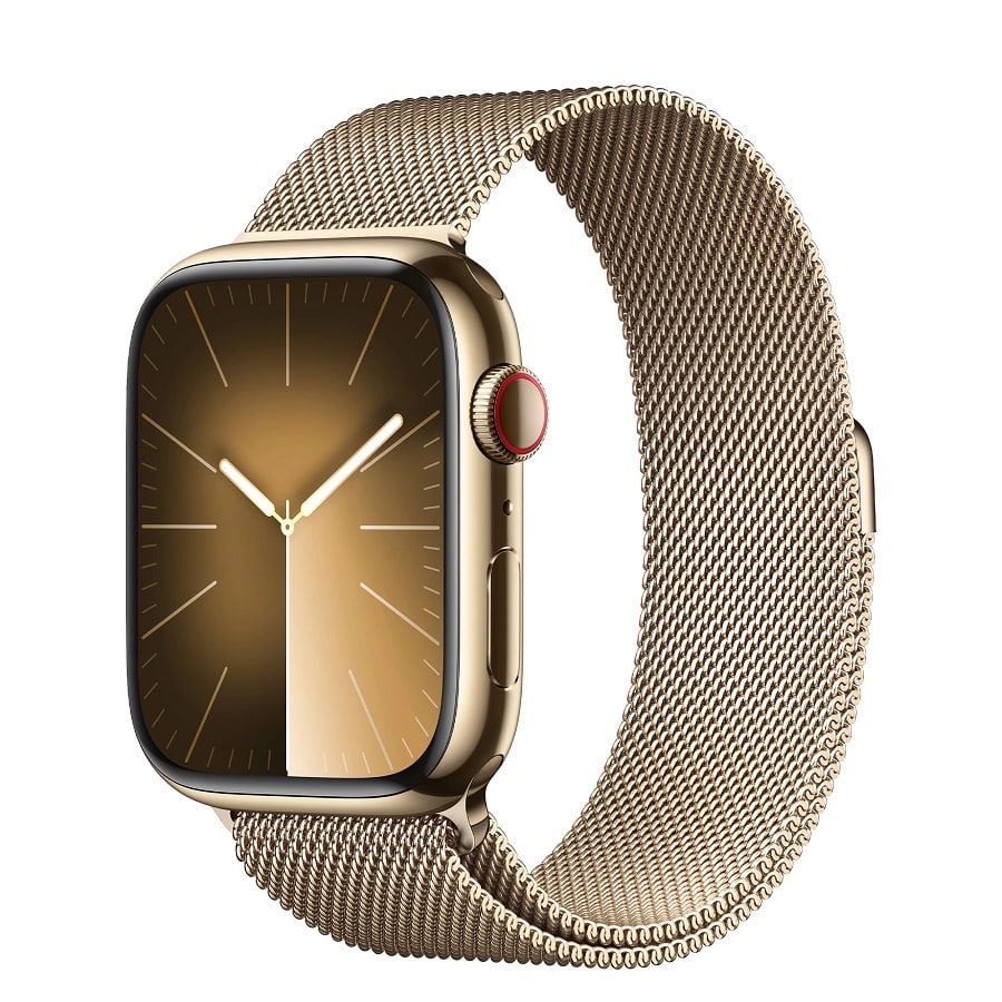 Apple Watch Series 9 GPS + Cellular 45mm Gold S. Steel Case w. Gold Milanese Loop (MRMU3)