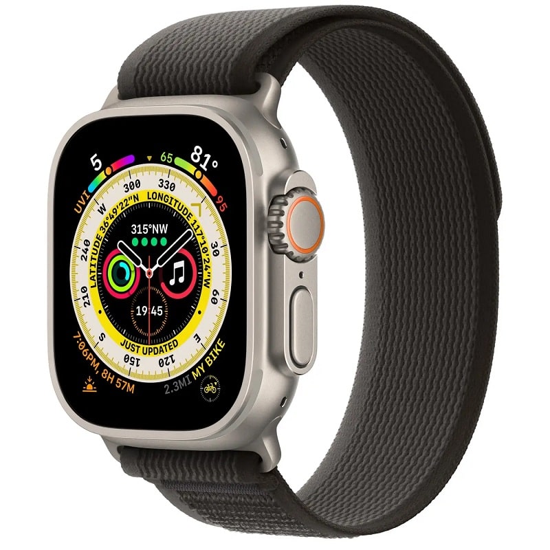 Смарт-годинник Apple Watch Ultra GPS + Cellular 49mm Titanium Case with Black/Gray Trail Loop - S/M (MQF43/MQFW3)