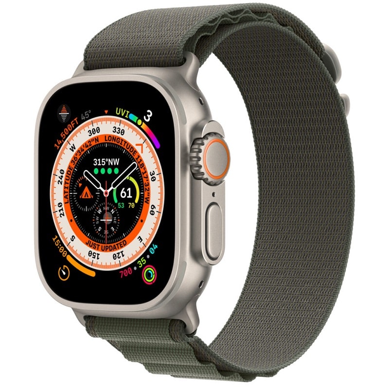 Смарт-часы Apple Watch Ultra GPS + Cellular 49mm Titanium Case with Green Alpine Loop - Large (MQEX3/MQFP3)