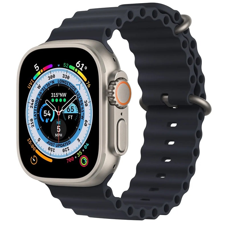 Смарт-часы Apple Watch Ultra GPS + Cellular 49mm Titanium Case with Midnight Ocean Band (MQET3/MQFK3)