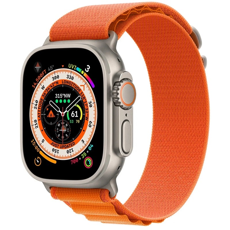 Смарт-часы Apple Watch Ultra GPS + Cellular 49mm Titanium Case with Orange Alpine Loop - Large (MQEV3/MQFM3)