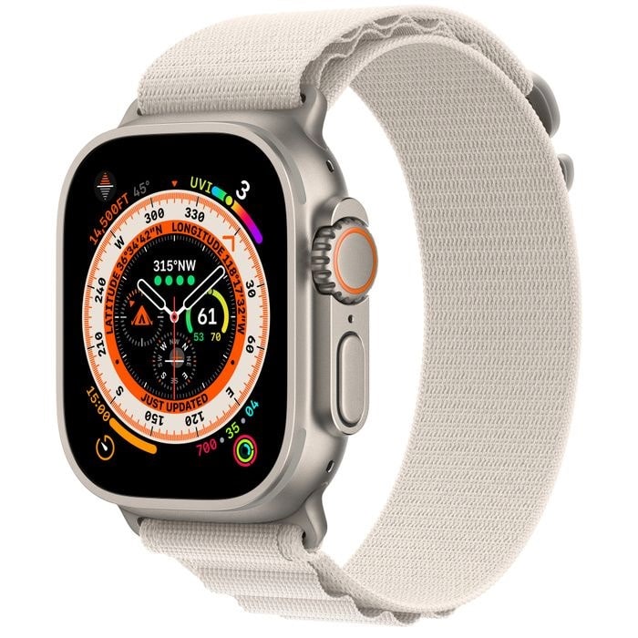 Смарт-часы Apple Watch Ultra GPS + Cellular 49mm Titanium Case with Starlight Alpine Loop - Large (MQF13/MQFT3)