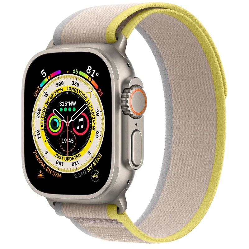 Смарт-часы Apple Watch Ultra GPS + Cellular 49mm Titanium Case with Yellow/Beige Trail Loop - M/L (MQF23/MQFU3)