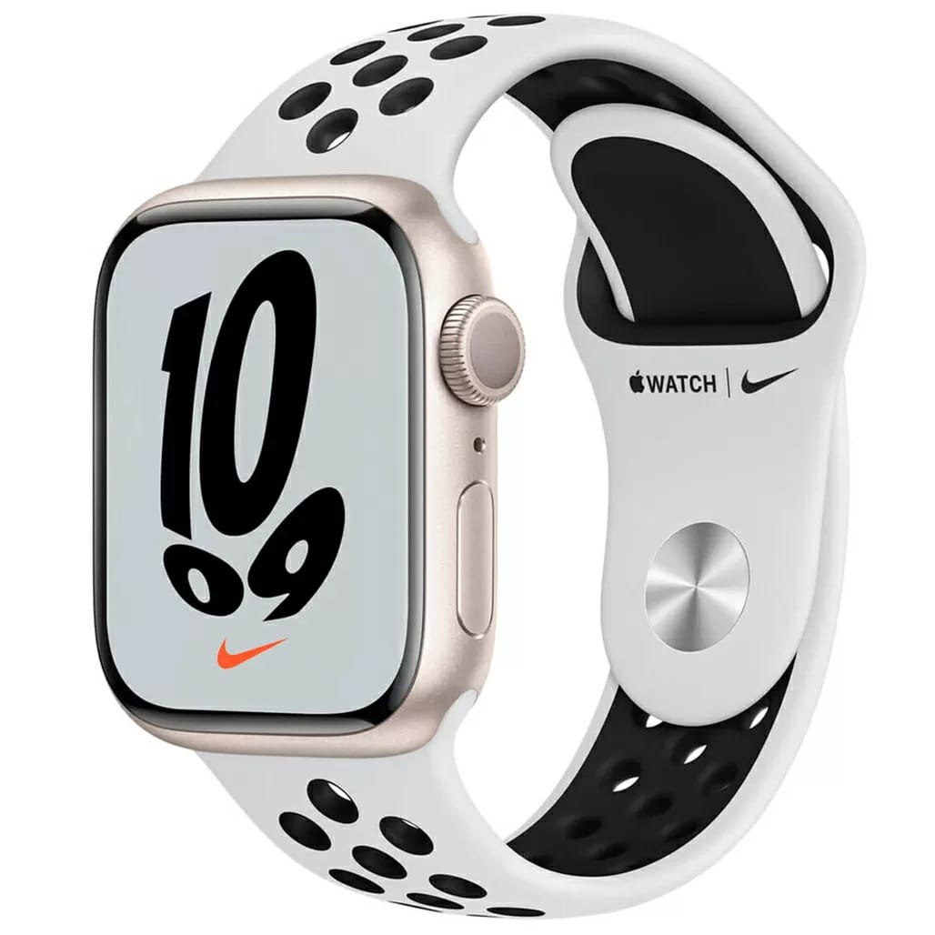 Б/У Apple Watch Nike Series 7 GPS 41mm Starlight Aluminum Case w. Pure Platinum/Black Nike Sport Band (MKN33)