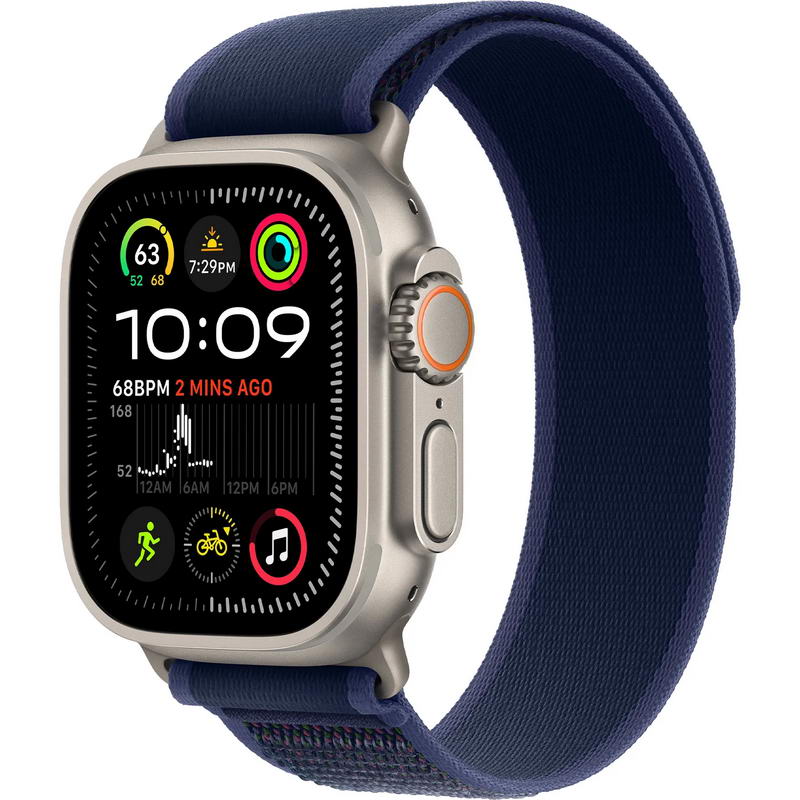 Apple Watch Ultra 2 2024 GPS + Cellular 49mm Natural Titanium Case with Blue Trail Loop - S/M