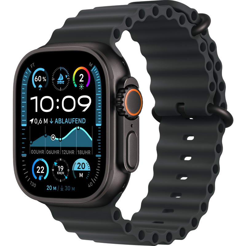 Apple Watch Ultra 2 2024 GPS + Cellular 49mm Black Titanium Case with Black Ocean Band (MX4P3)