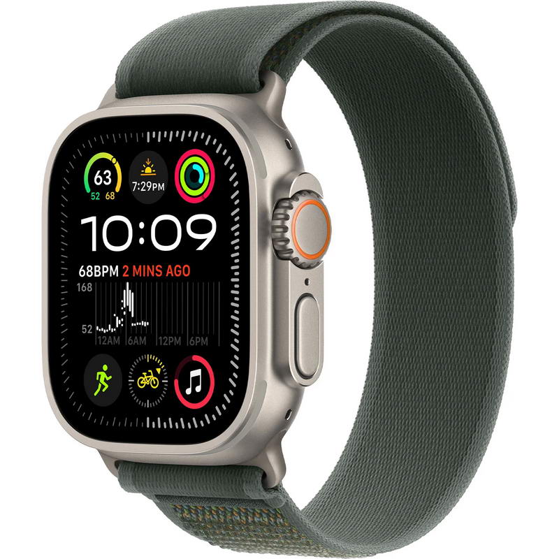 Apple Watch Ultra 2 2024 GPS + Cellular 49mm Natural Titanium Case with Green Trail Loop - M/L