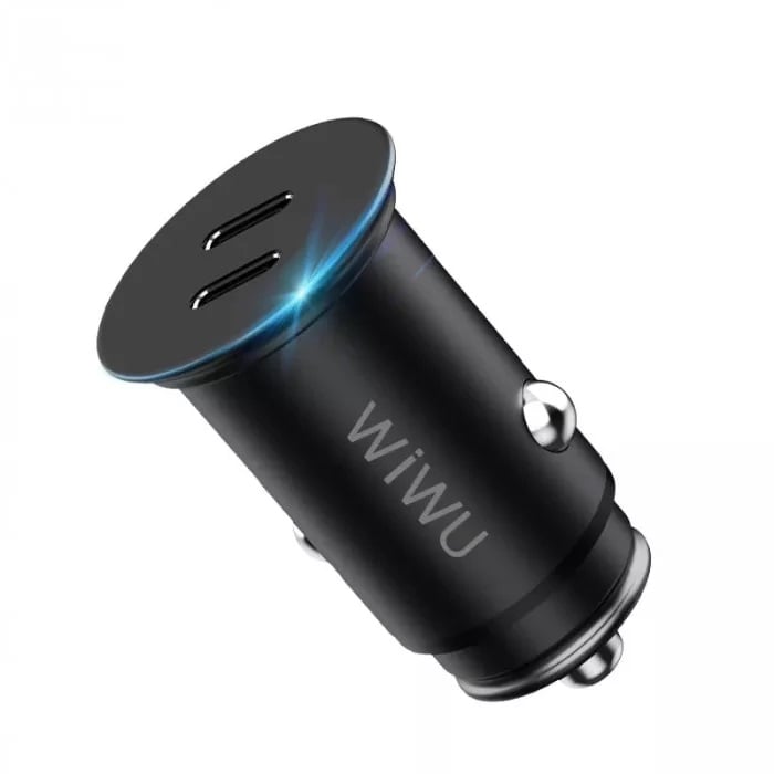 Автомобільна зарядка Wiwu Car Charger, Quick Charge Dual 2x Type C Black