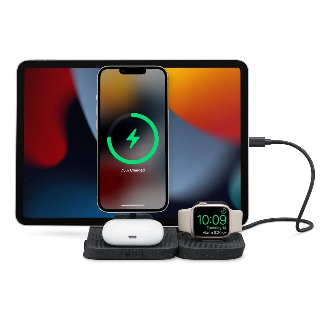 Модульная зарядная станция Zens 4-in-1 Modular Wireless Charger with iPad Charging Stand Black (ZEAPM03/00)