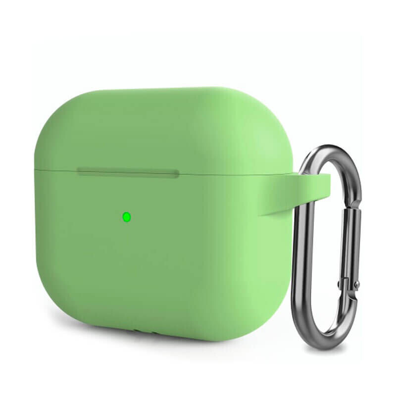 Чехол Silicone Caseс карабином New AirPods 3 Matcha Green