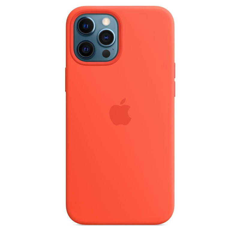 Чохол  silicone Case iphone 12 Pro Max Electric Orange + стекло в подарок!