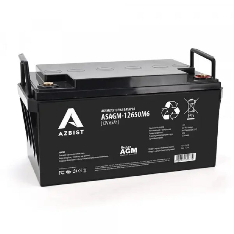 Аккумулятор для ИБП AZBIST 12V 65 Ah Super AGM (ASAGM-12650M6)