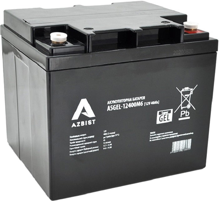 Акумулятор для ДБЖ AZBIST 12V 40 Ah Super GEL (ASGEL-12400M6)