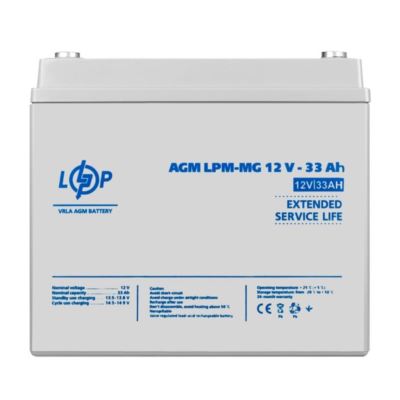 Аккумулятор для ИБП LogicPower LPM MG 12В 33Ач (6558)