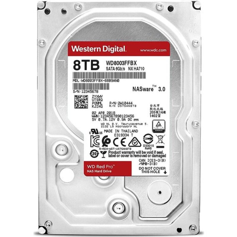 Накопичувач HDD SATA 8.0TB WD Red Pro NAS 7200rpm 256MB (WD8003FFBX)