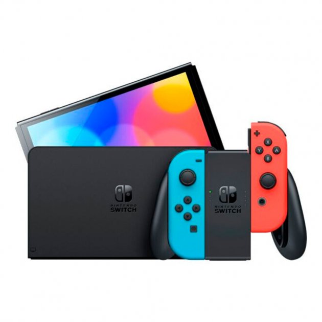 Портативная игровая приставка Nintendo Switch OLED with Neon Blue and Neon Red Joy-Con