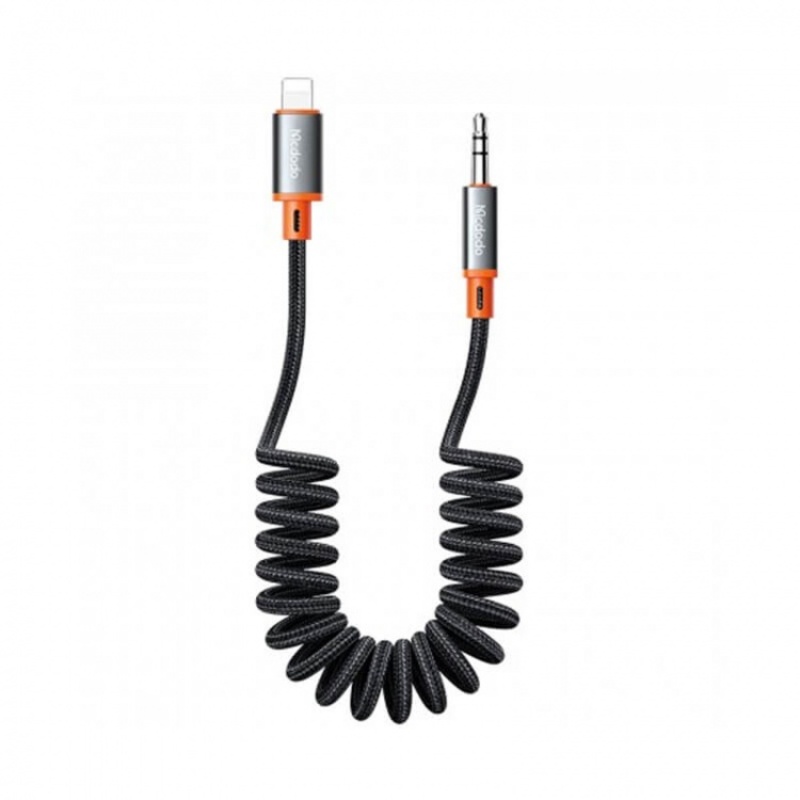 AUX Mcdodo [CA-0890] Digital Audio Coiled Cable 3.5mm to Lightning 1.8m (Black)