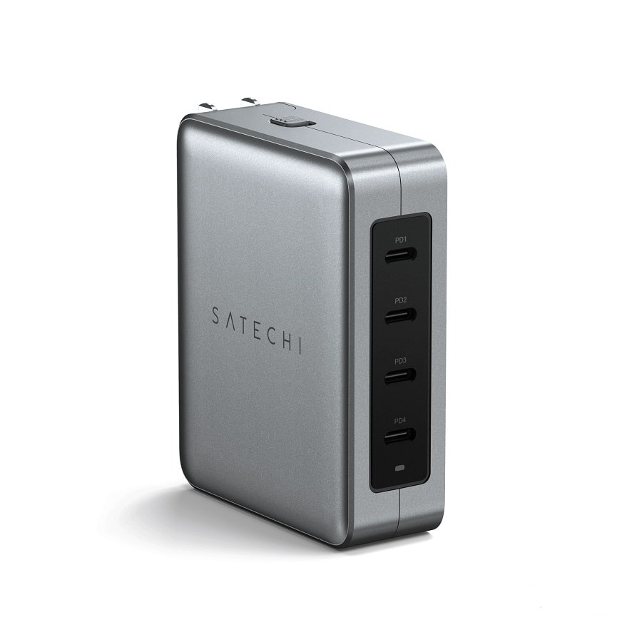 Мережевий зарядний пристрій Satechi 145W USB-C 4-Port PD GaN Travel Charger Space Gray (ST-W145GTM)