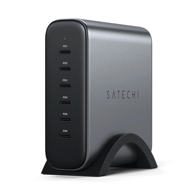 Мережевий зарядний пристрій Satechi 200W USB-C 6-Port PD GaN Charger Space Gray (ST-C200GM-EU)