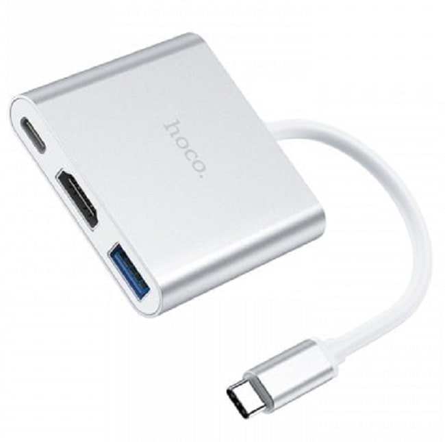 Перехідник Hub Hoco HB14 USB, HDMI, Tupe-C/gray