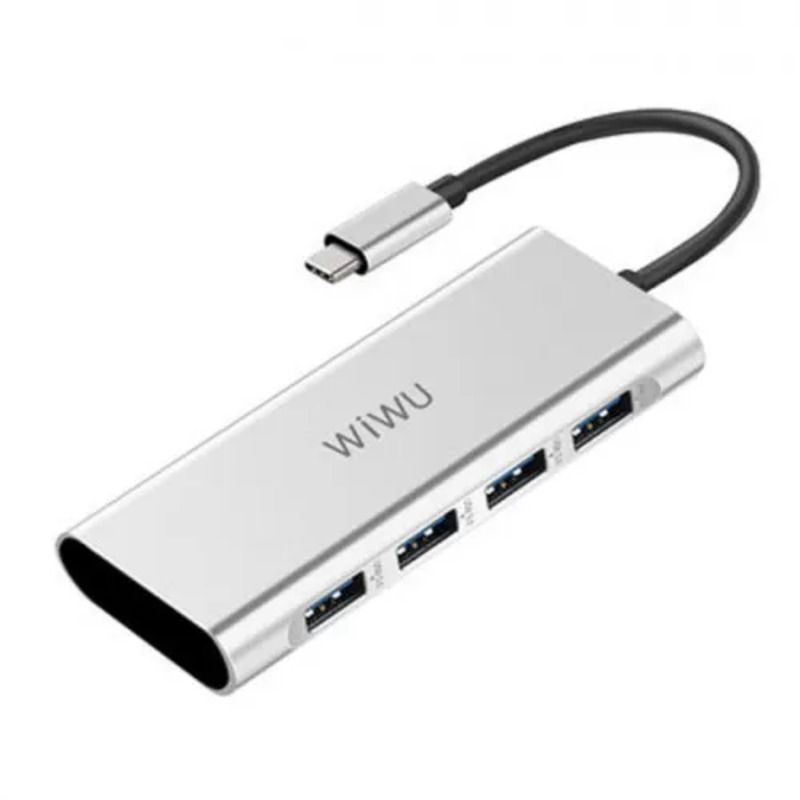 Перехідник HUB WIWU Alpha 440 Type-c 4*USB3.0, LED Grеy