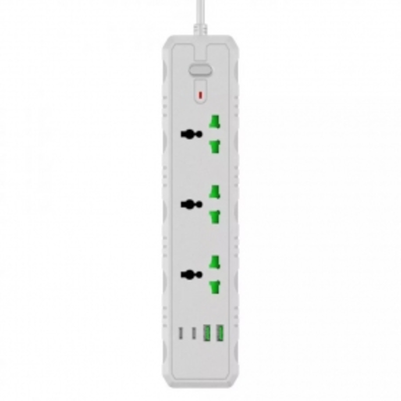 Мережевий фільтр T25-QC (3 розетки + 2 USB + 2 Type-C) 2м white