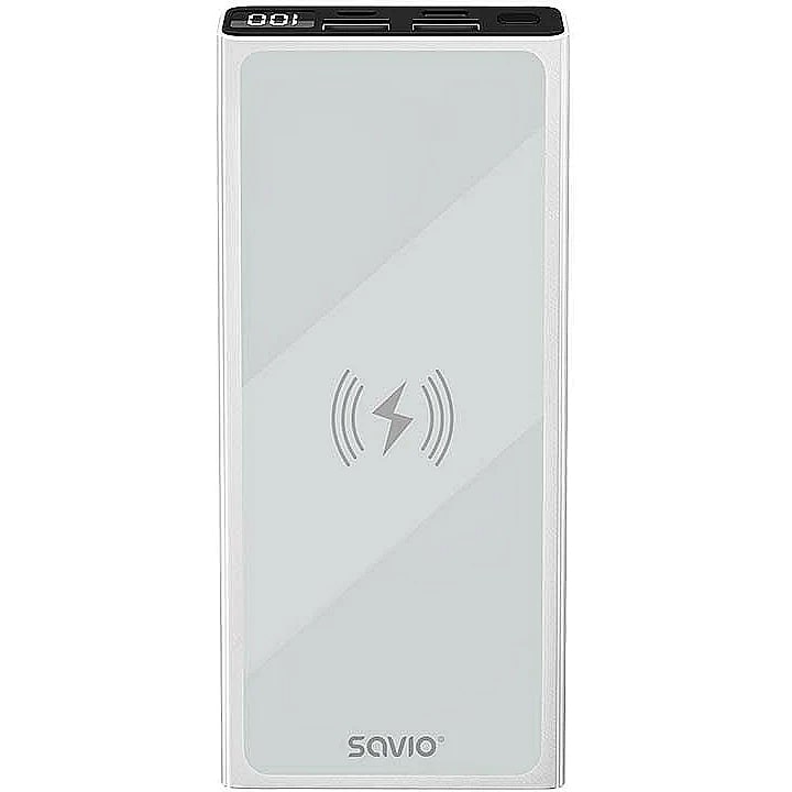 Портативна батарея УМБ SAVIO BA-04 10000mAh PD QC3.0 USB-C OUT Quick Wireless 15Вт білий (SAVBA-06)