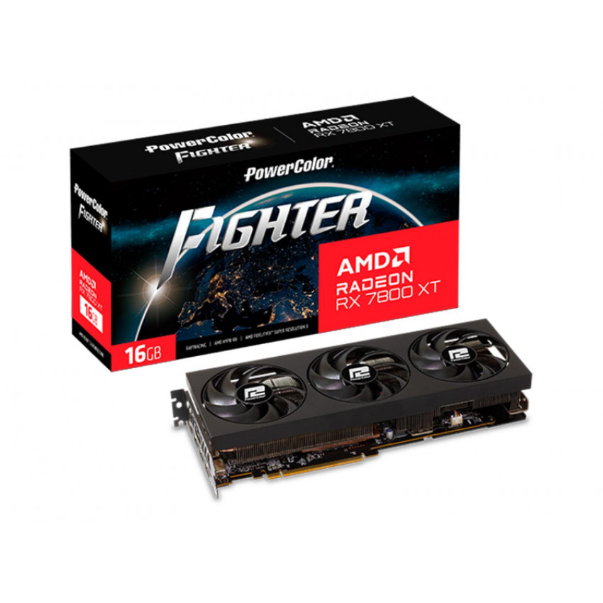 Видеокарта PowerColor Radeon RX 7800 XT 16Gb FIGHTER (RX 7800 XT 16G-F/OC)