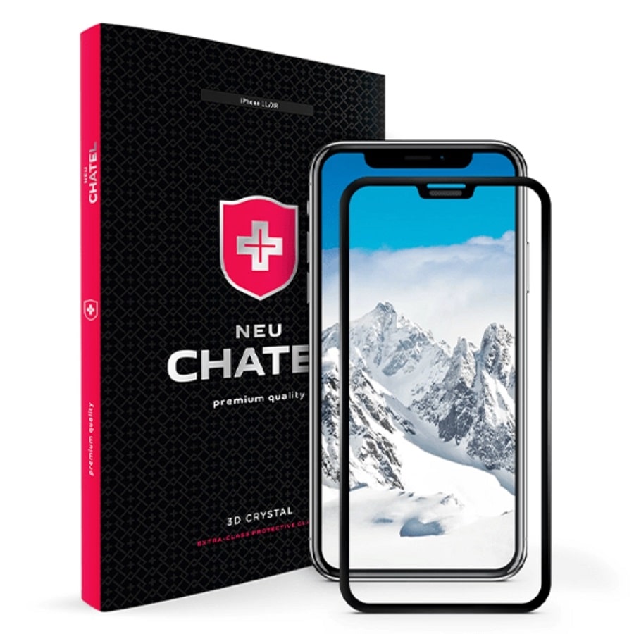 Скло + NEU Chatel Full 3D Crystal with Mesh for iPhone 11/XR Front Black